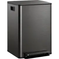 HOMCOM Vuilnisbak-Roestvrij staal, Kunststof-47,7L x 37,5B x 66,8H cm-Zwart