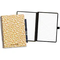 Bambook Leaf uitwisbaar notitieboek - Golden Fields - A5 - Geruite pagina's - Duurzaam, herbruikbaar whiteboard schrift - Met 1 gratis stift