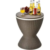 KOMFOTTEU 3 in 1 Coolbar Partytafel bijzettafel - Koel Boks 30 L - Koelbox in hoogte verstelbar - Koeltafel voor terras, party, zwembad, camping