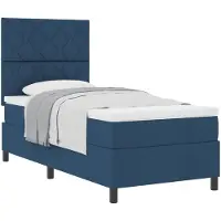 vidaXL Boxspringbed met matras en hoofdeinde, blauw, 90 x 200 cm, stof