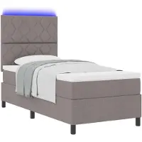 vidaXL Boxspring bed met LED-stripverlichting Taupe 100 x 200 cm Stof