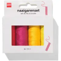 HEMA Naaigarenset 100m Rood Oranje Roze Geel - 4 Stuks (roze)