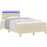 vidaXL LED Box Spring Bed met hoofdeinde Crème 120 x 200 cm Stof