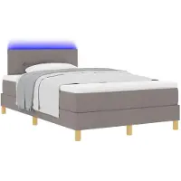 vidaXL LED boxspringbed met LED-lichtstrips, taupe, 120 x 200 cm, stof