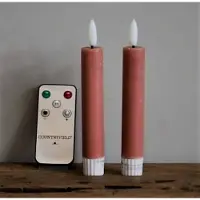 Countryfield Kaarsen roze set van 2 , Led kaarsen, led dinner kaars set van 2,- LED-Dinerkaars - rustiek - Ø2,2CM -15CM