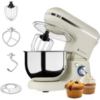 Kitchenbrothers Keukenmachine – 1200W – 5L Mengkom – 6 Snelheden + Pulse – Keukenrobot met Kneedhaak, Garde & Menghaak – Champagne