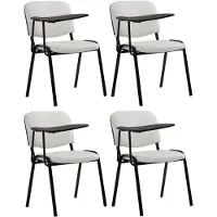 CLP Set van 4 stoelen "Ken" met opklapbaar tafelblad, bekleed met kunstleer, wit