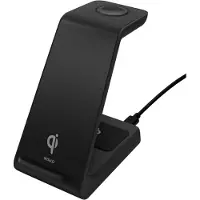 Deltaco Draadloze oplader, standaard, 3-in-1, zwart
