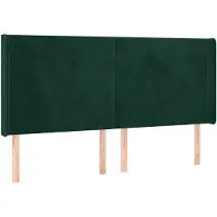 vidaXL Hoofdbord met randen 203x16x118/128 cm fluweel donkergroen