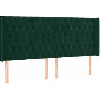 vidaXL Hoofdbord met randen 183x16x118/128 cm fluweel donkergroen