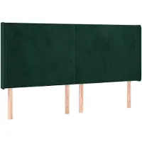 vidaXL Hoofdbord met randen 163x16x118/128 cm fluweel donkergroen