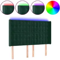 vidaXL Hoofdbord LED 147x16x118/128 cm fluweel donkergroen