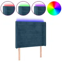 vidaXL Hoofdbord LED 103x16x118/128 cm fluweel donkerblauw
