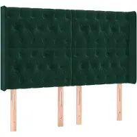 vidaXL Hoofdbord met randen 163x16x118/128 cm fluweel donkergroen