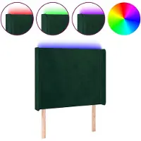 vidaXL Hoofdbord LED 93x16x118/128 cm fluweel donkergroen