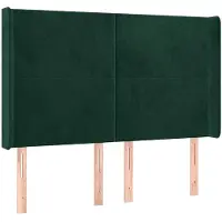vidaXL Hoofdbord met randen 147x16x118/128 cm fluweel donkergroen
