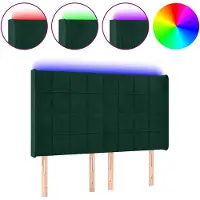 vidaXL Hoofdbord LED 147x16x118/128 cm fluweel donkergroen