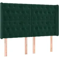 vidaXL Hoofdbord met randen 147x16x118/128 cm fluweel donkergroen