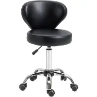 HOMCOM -Salonhocker-Kunstleder-54L x 45B x 73-88H cm-Schwarz