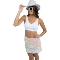 Chaks – Verkleedkleding Rok – Pailletten Iridescent – Wit– Dames - Maat M