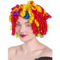 Maskworld Regenboog clown pruik - Carnaval Kostuum Pruik