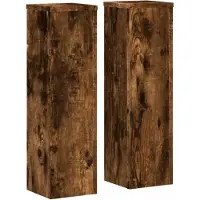 vidaXL Plantenstandaards 2 st 17x17x60 cm bewerkt hout gerookt eiken