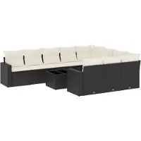 vidaXL 11-delige Loungeset met kussens poly rattan zwart