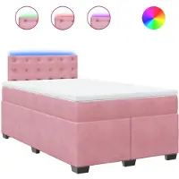 vidaXL Boxspring met matras fluweel roze 120x200 cm