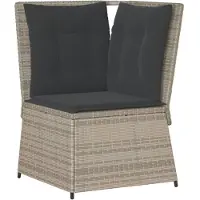 vidaXL Tuinhoekbank met kussens poly rattan lichtgrijs