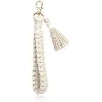 Deja Jewels Macramé Gevlochten Sleutelhanger - Wit