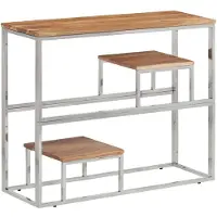 vidaXL Wandtafel roestvrij staal en massief acaciahout zilverkleurig