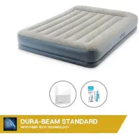 OEM Luchtbedset- 2-Persoons - 152 x 203 x 30 cm - Grijs - Met Ingebouwde pomp + Hoeslaken Wit + Reparatieset