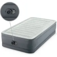 Intex Luchtbed - 1-Persoons - 99 x 191 x 46 cm - Grijs - Inclusief pomp - Hoeslaken - Kussen - Kussenbeschermer en Reparatieset