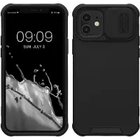 Kwmobile telefoonhoesje geschikt voor Apple iPhone 12 - Back cover met camerabescherming - In zwart