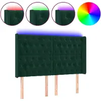 vidaXL Hoofdbord LED 163x16x118/128 cm fluweel donkergroen