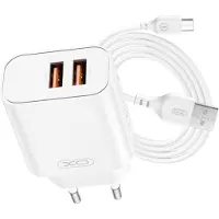 XO , Dubbele USB-A Thuislader 12W en Universele Micro-USB Kabel, Wit