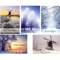 Benza Assortiment Kerstkaarten Met Winteraanzicht - 10 kaarten Met Envelop - 5 Designs