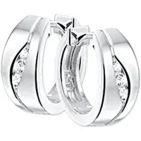 The Jewelry Collection Zilver Gerhodineerde Klapoorringen zirkonia poli/mat 1329583