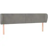 vidaXL Hoofdbord met randen 203x23x78/88 cm fluweel lichtgrijs