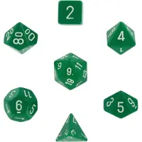Chessex Opaak Groen wit Polydice Dobbelsteenset 7 stuks.