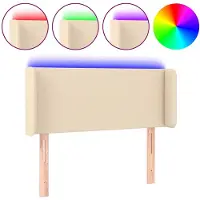 vidaXL Hoofdbord LED 103x16x78/88 cm stof crèmekleurig