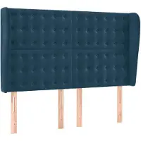 vidaXL Hoofdbord met randen 147x23x118/128 cm fluweel donkerblauw