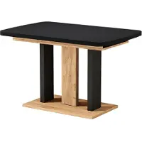 Vicco Eettafel Fenaro, Zwart/Goudkleurig Eiken, 120-160 x 80 cm 2 delen