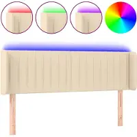 vidaXL Hoofdbord LED 147x16x78/88 cm stof crèmekleurig