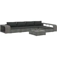 vidaXL 8-delige loungeset voor de tuin met kussens, van polyrotan, grijs
