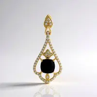 Cavill - Zilveren Hanger Verguld - 925 Sterling Zilver - Mezezo Opaal 1,102 ct Antiek Kussen - 50 Cambodjaanse Zirkonia 0,743 ct - Druppelvorm Elegant