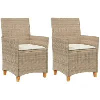 vidaXL Tuinstoelen 2 st met kussens poly rattan en massief hout beige