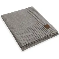 Knit Factory Uni Gebreid Plaid XL - Woondeken - plaid - Wollen deken - Kleed - Iced Clay - 195x225 cm