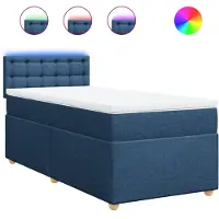 vidaXL Boxspring met matras stof blauw 90x200 cm