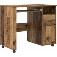 vidaXL Bureau met Wielen Oud Hout Bewerkt hout 91 x 50 x 77 cm